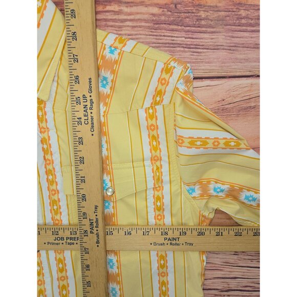 Schaefer Outfitter Western Shirt Small Mens Yellow Aztec Print - Picture 8 of 8